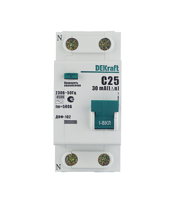 ������ ������ ������� ���������������� Dekraft ���-102 25� 1P+N ��� AC 30 �� 4,5 �� (16005DEK)   ����