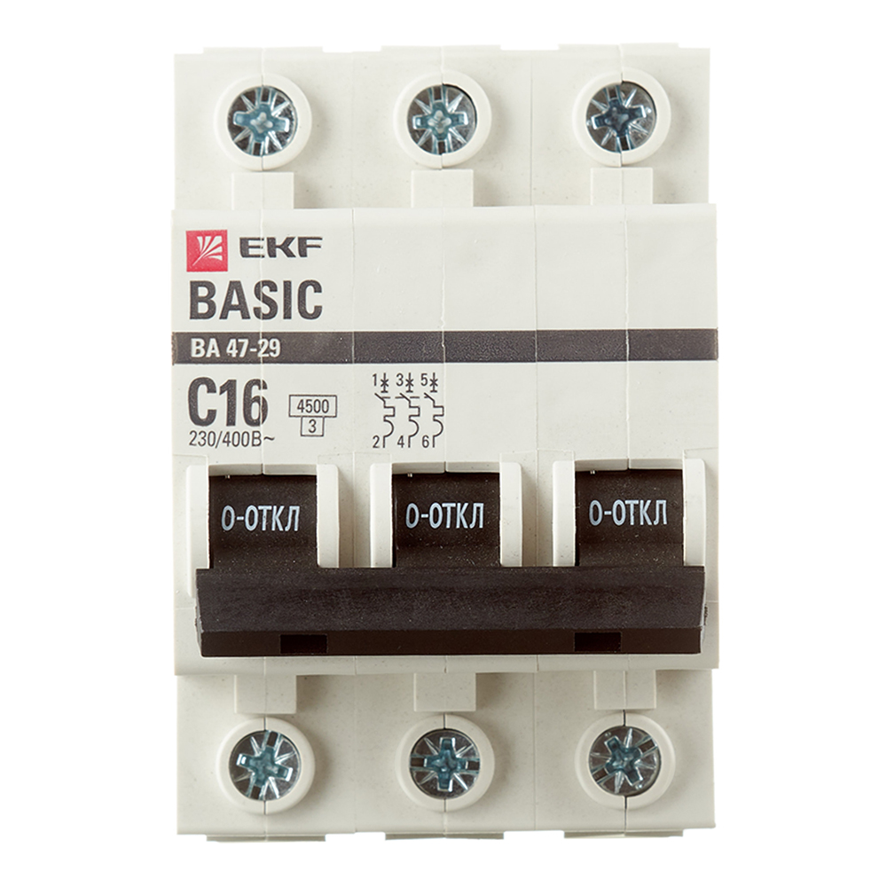 ������ ������ �������������� ����������� ��������� EKF Basic �� 47-29 3P 16� ��� C 4,5 �� 400 � (mcb4729-3-16C)   ����