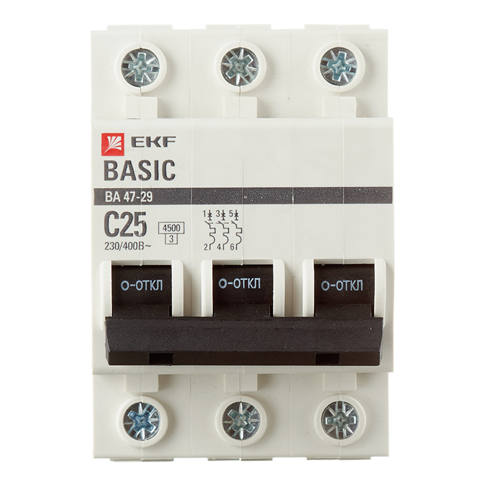 ������ ������ �������������� ����������� ��������� EKF Basic �� 47-29 3P 25� ��� C 4,5 �� 400 � (mcb4729-3-25C)   ����