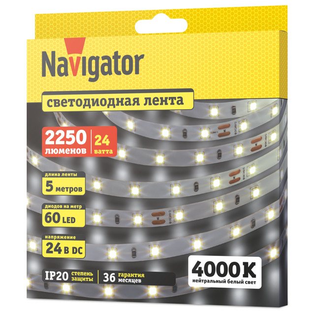 ������ ������ ����� ������������ NAVIGATOR LED 4,8�� 2835 IP20 24� 4000� 5�   ����