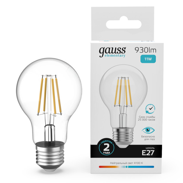 ������ ������ ����� ����������� GAUSS Filament Elementary 11�� �27 LED 930�� 4100� �����   ����