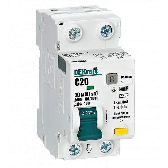 ������ ������ ����������� ���������������� DEKRAFT (����) 1P+N 20� 30�� ��� AC � 4,5��   ����