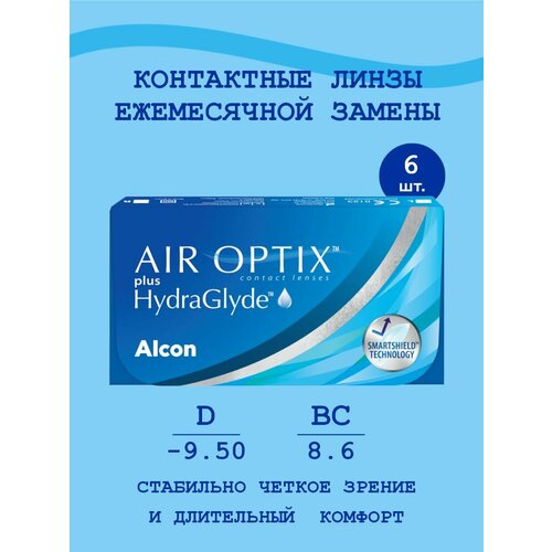������ ������ ���������� ����� �� ����� Alcon Air Optix Plus HydraGlyde, 6 ��., R 8,6, D -9,5, 1 ��. ����