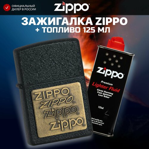    ZIPPO 362 Black Crackle Gold Logo +     125    -     , -,   