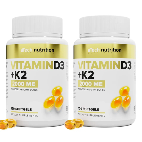 ������ ������ ����� 2 �������� ������� �3 + �2 / VITAMIN D3+�2 2000 �� aTech nutrition 120 + 120 ������ ����