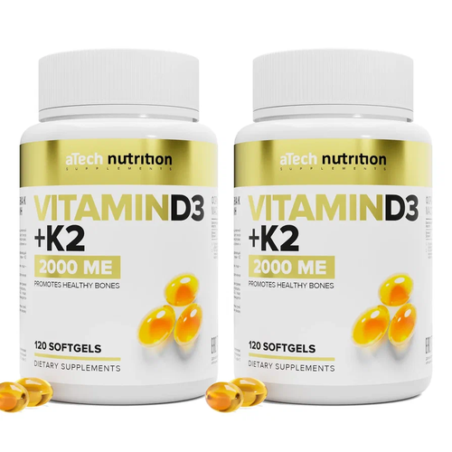   2   3 + 2 / VITAMIN D3+2 2000  aTech nutrition 120 + 120    -     , -,   