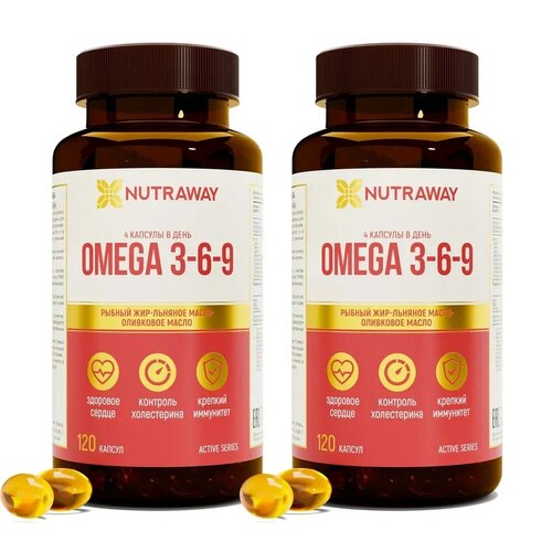 ������ ������ ����� ��� Omega 3-6-9 NUTRAWAY, 120 + 120 ������ ����