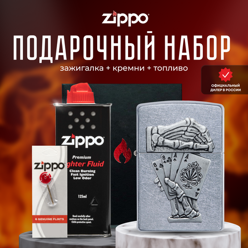   ZIPPO   (   Zippo 49536 Dead Mans Hand Emblem +  +  125  )   -     , -,   