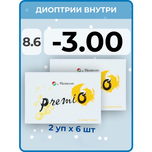 ������ ������ ���������� ����� Menicon Premio, 6 ��., R 8,6, D -3, 1 ��. ����
