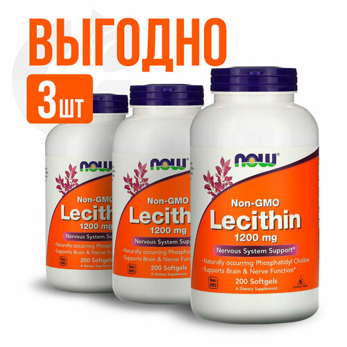 ������ ������ NOW Lecithin 1200 mg 200 sgels (3 ��������) ����