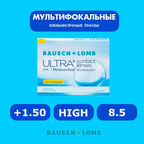 ������ ������ ���������� ����� �� ����� BAUSCH+LOMB Ultra for Presbyopia, 3 ��., R 8,5, D +1,5, ADD: �������, 1 ��. ����