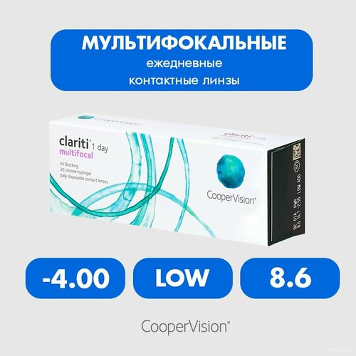 ������ ������ ����������� ���������� ����� CooperVision Clariti 1 day Multifocal, 30 ��., R 8,6, D -4, ADD: ������, 1 ��. ����