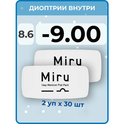 ������ ������ ����������� ���������� ����� Menicon Miru 1day Flat Pack, 60 ��., R 8,6, D -9, 2 ��. ����