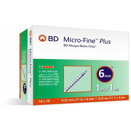    1     U100 BD Micro-Fine Plus 31G 0,25 x 6 , Becton Dickinson, 100    -     , -,   