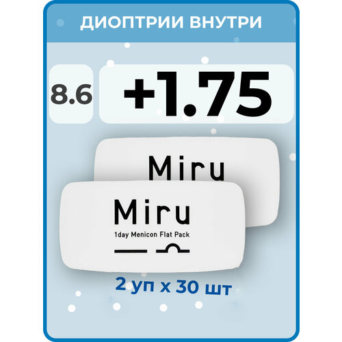 ������ ������ ����������� ���������� ����� Menicon Miru 1day Flat Pack, 60 ��., R 8,6, D +1,75, 2 ��. ����