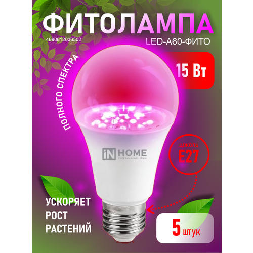 ������ ������ ��������� ��� �������� � ������� ������������ INHOME LED-A60-FITO / ���� ����� E27 15�� ����� 5 �� ����