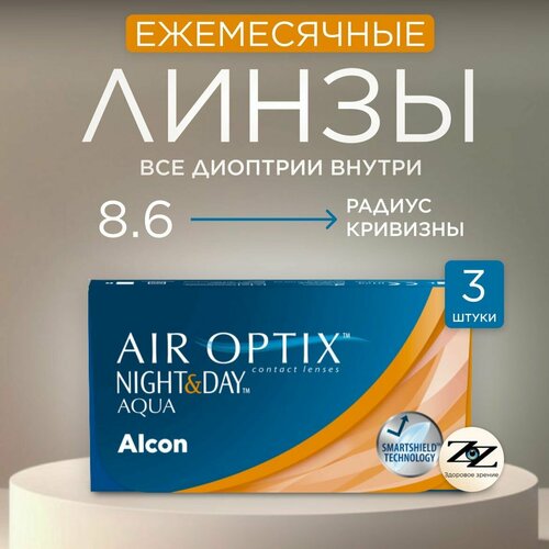 ������ ������ ���������� ����� �� ����� Alcon Air Optix Night & Day Aqua, 3 ��., R 8,6, D -4,75, 1 ��. ����