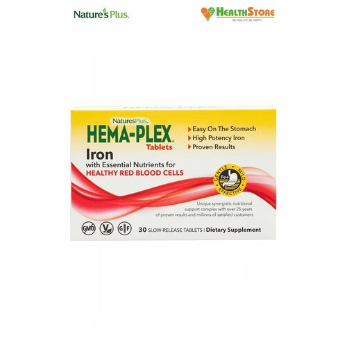  NaturesPlus HEMA-PLEX Iron Tablets Box 30 .  ,  30   -     , -,   