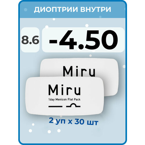 ������ ������ ����������� ���������� ����� Menicon Miru 1day Flat Pack, 60 ��., R 8,6, D -4,5, 2 ��. ����