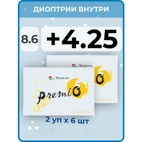 ������ ������ ���������� ����� Menicon Premio, 12 ��., R 8,6, D +4,25, ����������, 2 ��. ����