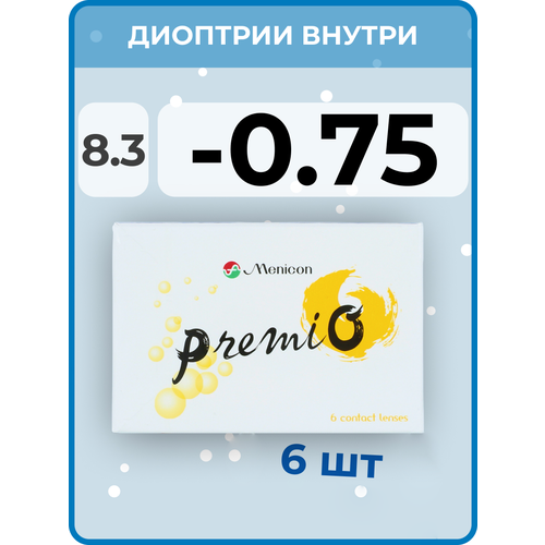 ������ ������ ���������� ����� Menicon PremiO, 6 ��., R 8,3, D -0,75, 1 ��. ����