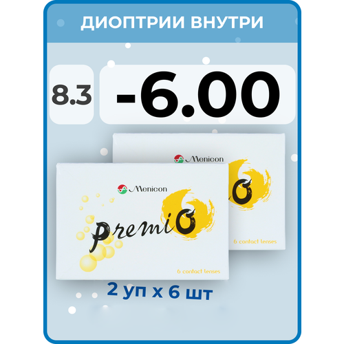 ������ ������ ���������� ����� Menicon Premio, 12 ��., R 8,3, D -6, ����������, 2 ��. ����
