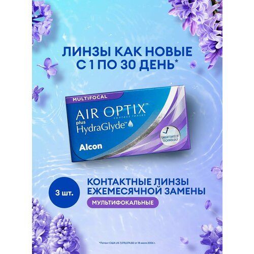 ������ ������ ���������� ����� �� ����� Alcon Air Optix Plus HydraGlyde Multifocal, 3 ��., R 8,6, D -10, ADD: �������, 1 ��. ����