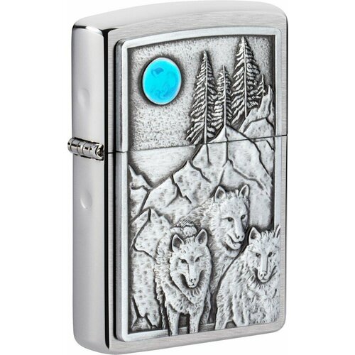   ZIPPO Wolf Design   Brushed Chrome, /, , 36x12x56    -     , -,   