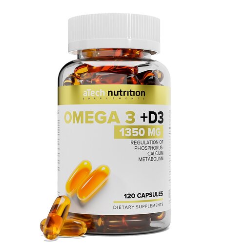 ������ ������ ������� aTech Nutrition Omega 3 + D3, 1.4 �, 120 ��. ����