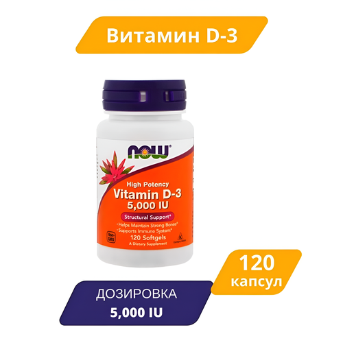 ������ ������ Now Foods Vitamin D-3 5.000IU 120 capsules/ ������� ������� ������� �-3 �������������� �3 5000 �� 120 ������ ������ ����