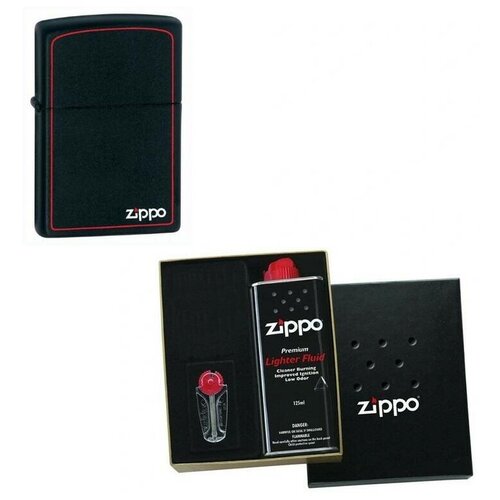  Zippo          Logo Border Black Matte 125  280    -     , -,   