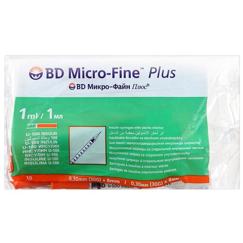    BD Micro-Fine Plus U-100 , 8  x 0.3 , : 30G, 1 , 10 .   -     , -,   