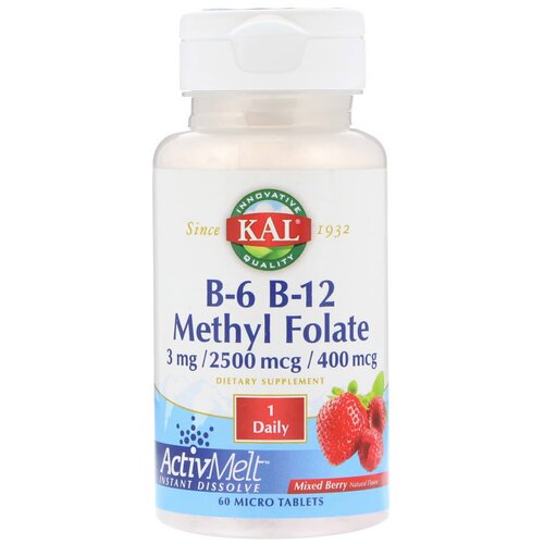    KAL B-6 B-12 Methyl Folate, 60 , 60 .   -     , -,   