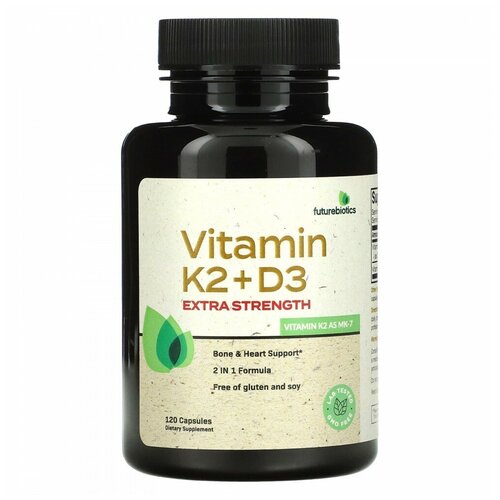  FutureBiotics, Vitamin K2 + D3, Extra Strength, 120 Capsules   -     , -,   