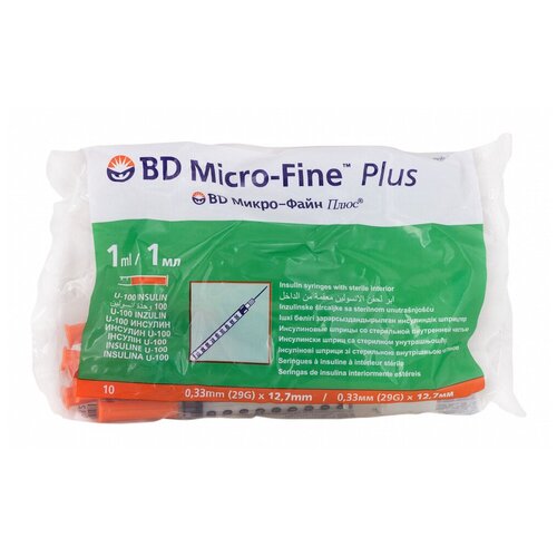 ������ ������ ����� ����������� BD Micro-Fine Plus U-100 ����������������, 12.7 �� x 0.33 ��, ������: 29G, 1 ��, 10 ��., 10 ��. ����