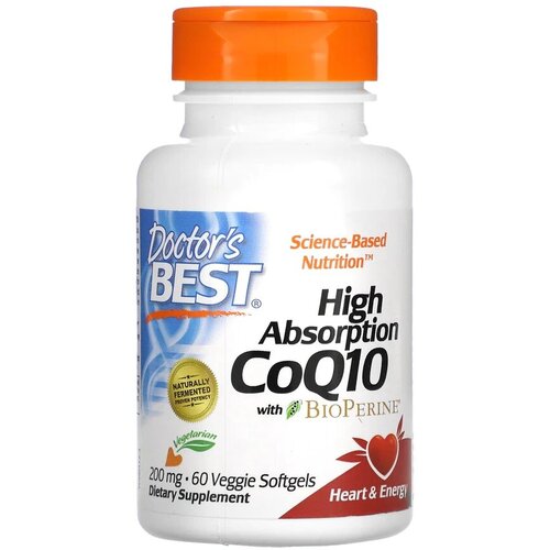 ������ ������ ������� Q10 � ������� �������� �������� � ���������� 200 ��, High Absorption CoQ10 with BioPerine 200 mg, Doctor's Best, 60 �������������� ������ ����