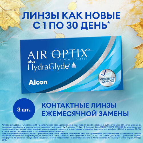    Alcon Air optix Plus HydraGlyde, 3 ., R 8,6, D -3   -     , -,   