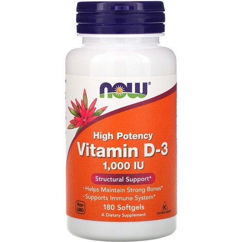 ������ ������ NOW ������� D3, Vitamin D-3, 25 ��� (1000 IU), 180 ������ ����