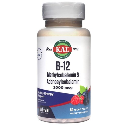 ������ ������ �������� KAL B-12 Methylcobalamin & Adenosylcobalamin, 50 �, 2000 ���, 60 ��. ����