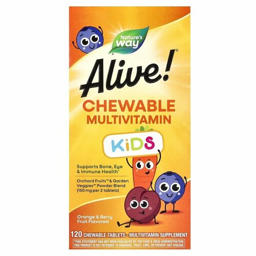 ������ ������ Alive! Kids chewable multivitamin, 250 ��, 250 �, 120 ��., 1 ��., �������� ����