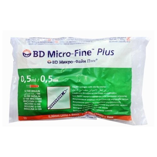    BD Micro-Fine Plus U-100 , 8  x 0.3 , : 30G, 0.5 , 10 .   -     , -,   