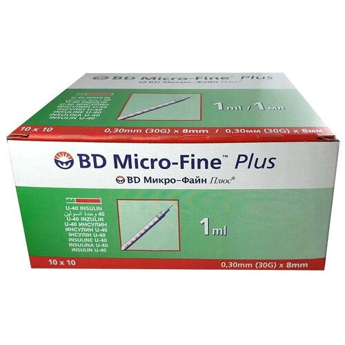    BD Micro-Fine Plus U-100 , 8  x 0.3 , : 30G, 1 , 100 .   -     , -,   