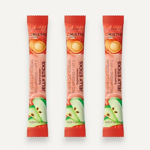  MISTIC 6-YEAR OLD KOREAN RED GINSENG+VIT C SUPERPOWER JELLY STICKS     6-          3*15   -     , -,   