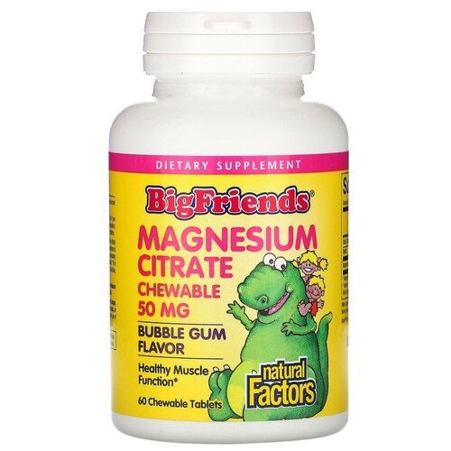   Natural Factors Big Friends Chewable Magnesium Citrate, 110 , 50 , 60 .   -     , -,   