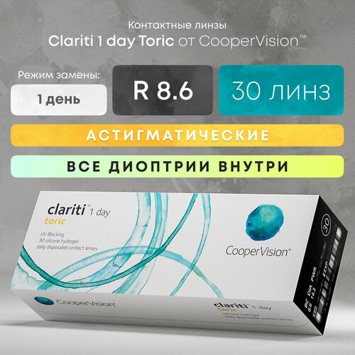    CooperVision Clariti 1 day toric., 30 ., R 8,6, D +3,5,CYL:-0,75,A:170, , 1 .   -     , -,   