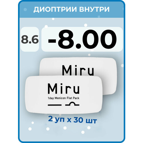 ������ ������ ����������� ���������� ����� Menicon Miru 1day Flat Pack, 60 ��., R 8,6, D -8, 2 ��. ����