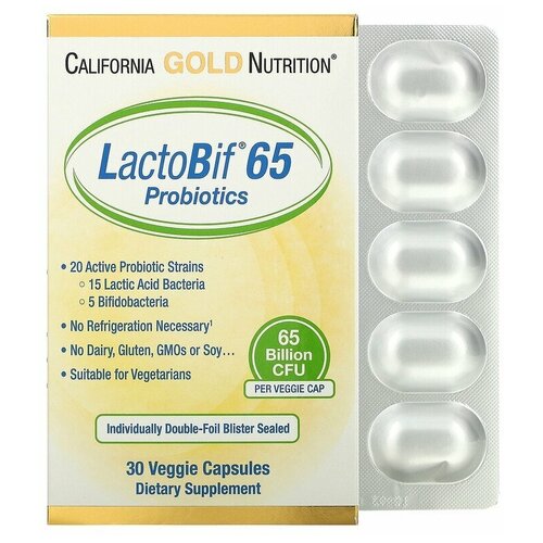 ������ ������ LactoBif Probiotic (���������� 65 ���� ���) 30 ������ (California Gold Nutrition) ����