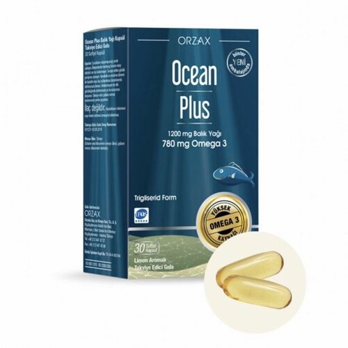 ������ ������ Orzax Ocean Plus 30 Capsules, 1200mg Fish Oil, 780mg Omega 3 ����
