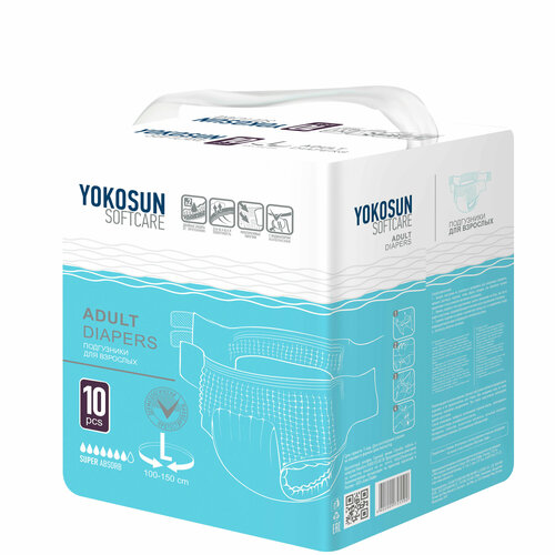 ������ ������ ���������� ��� �������� YokoSun Softcare Adult diapers, L, 7 ������, 100-150 ��, 1 ��. �� 10 ��. ����