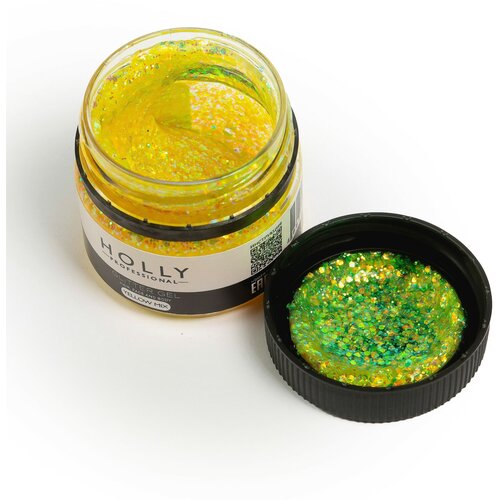 ������ ������ Holly Professional ������� ��� ����, ����, ����� � ���� Glitter Gel Yellow Mix ����